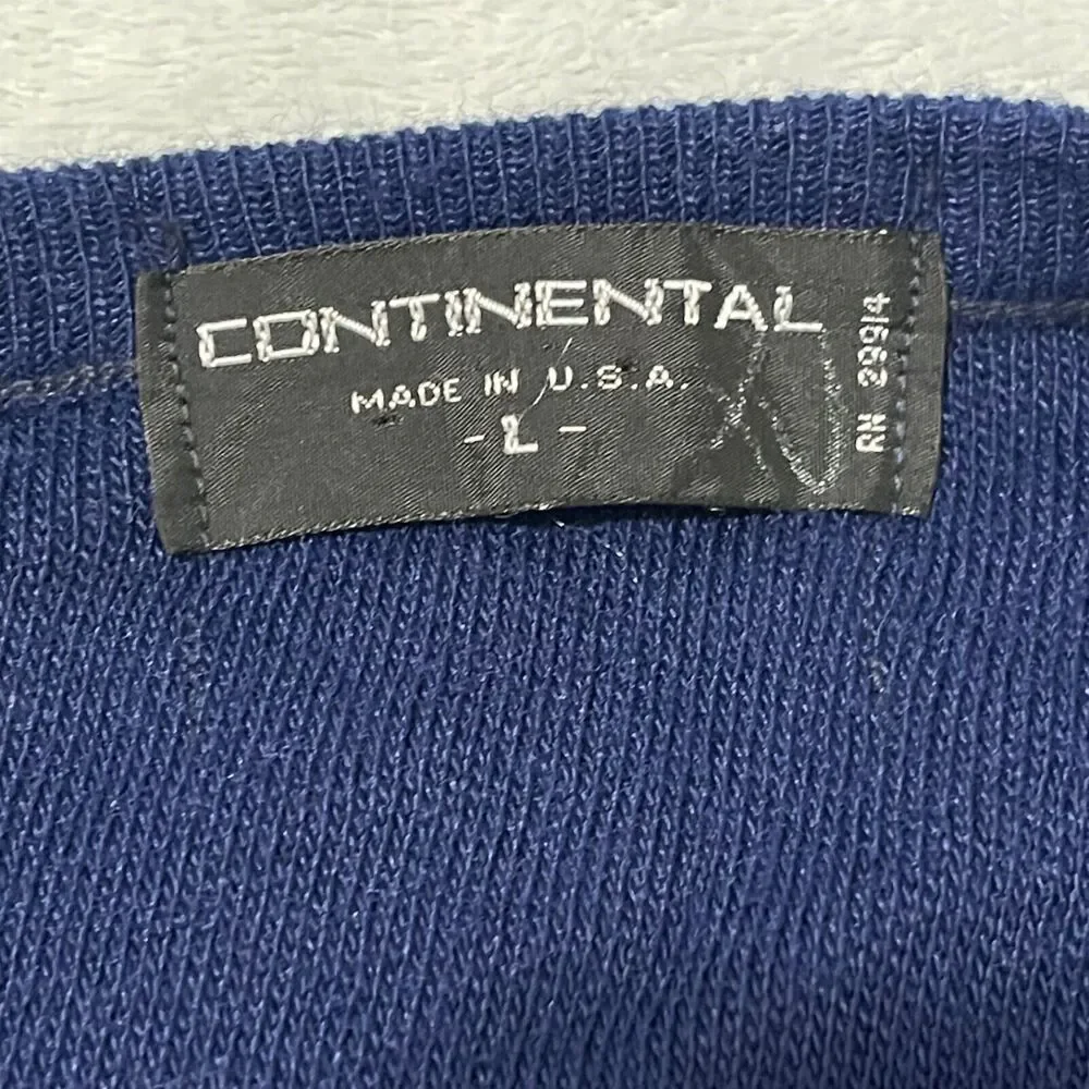 VTG Continental Sweater Mens Large Navy Blue V-Neck Pullover Preppy Made In USA